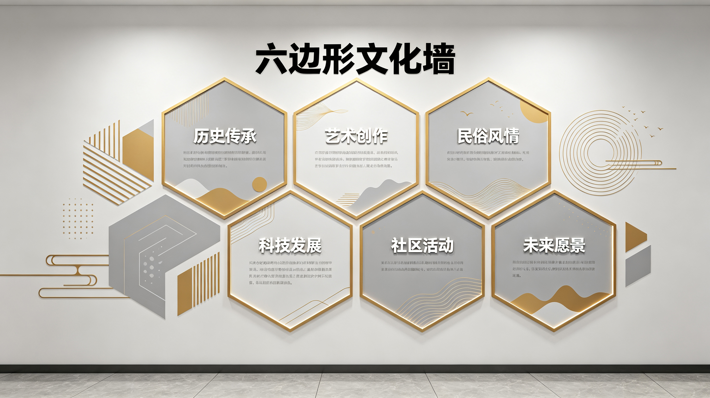  渑池企业文化墙 | 六边形信息美学